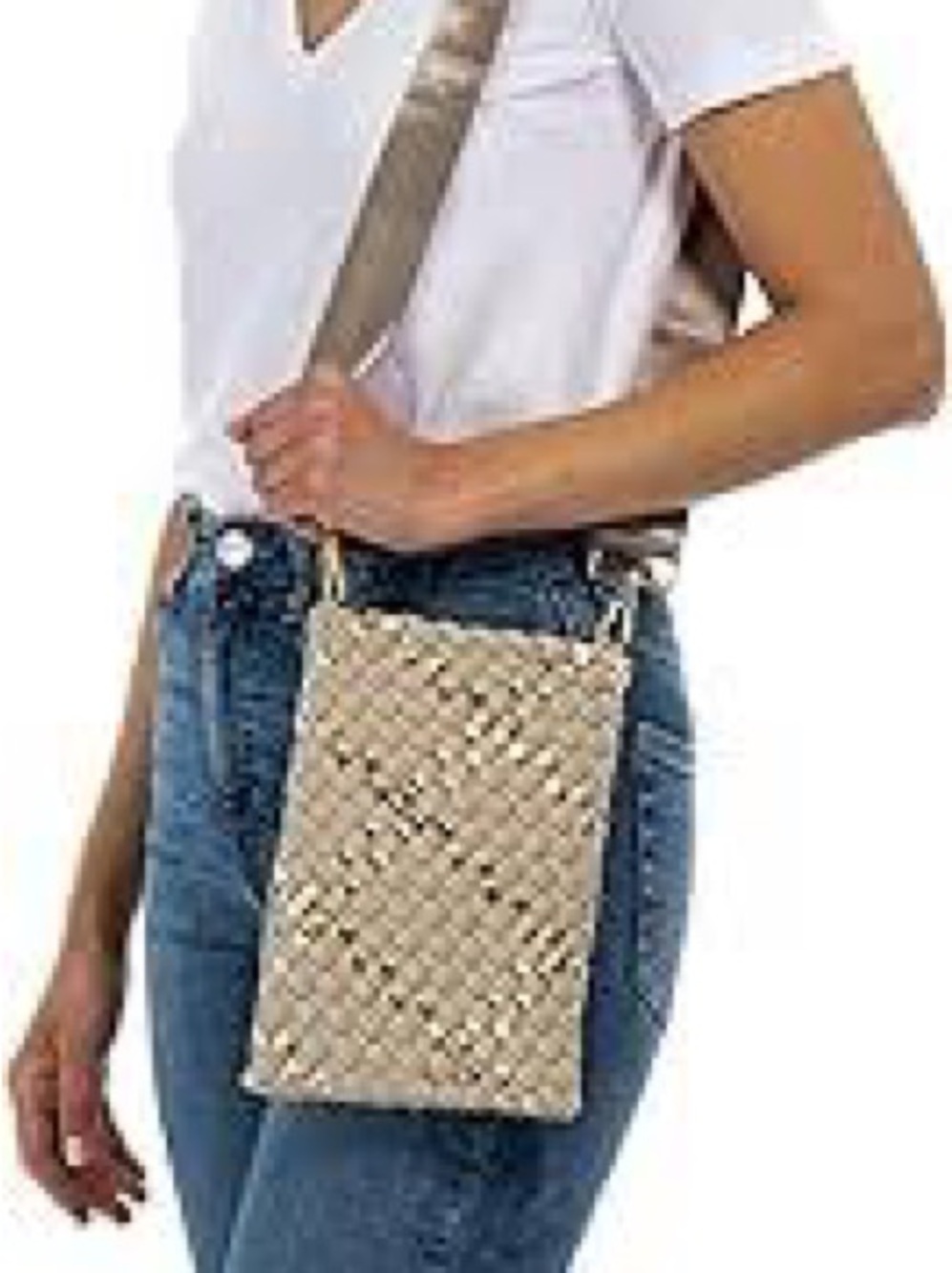 HAUTE SHORE Woven Crossbody Bag in Taupe and Dark Brown